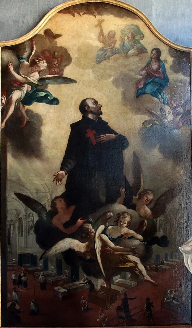 San Camillo di fronte alla Madonna e alla Santissima Trinità